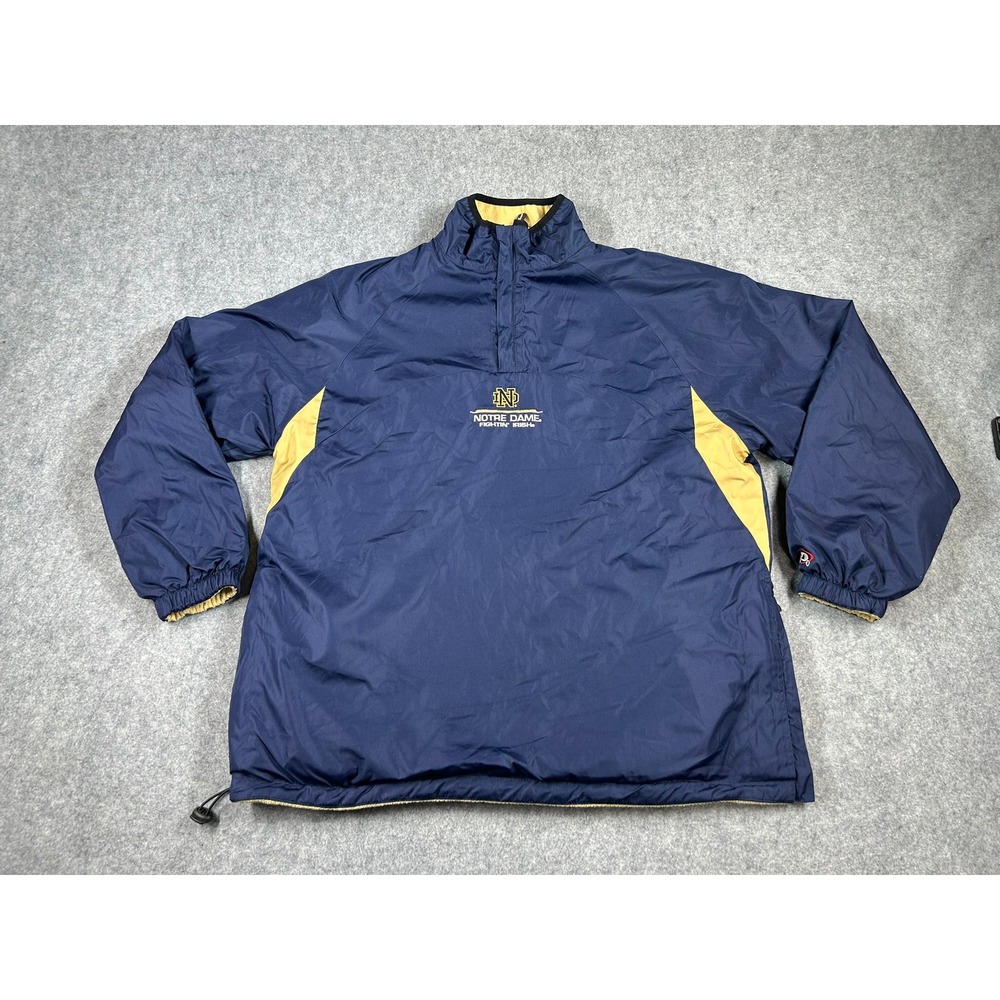 VTG Pro Player Windbreaker Mens Medium Notre Dame Fighting Irish Blue Reversible